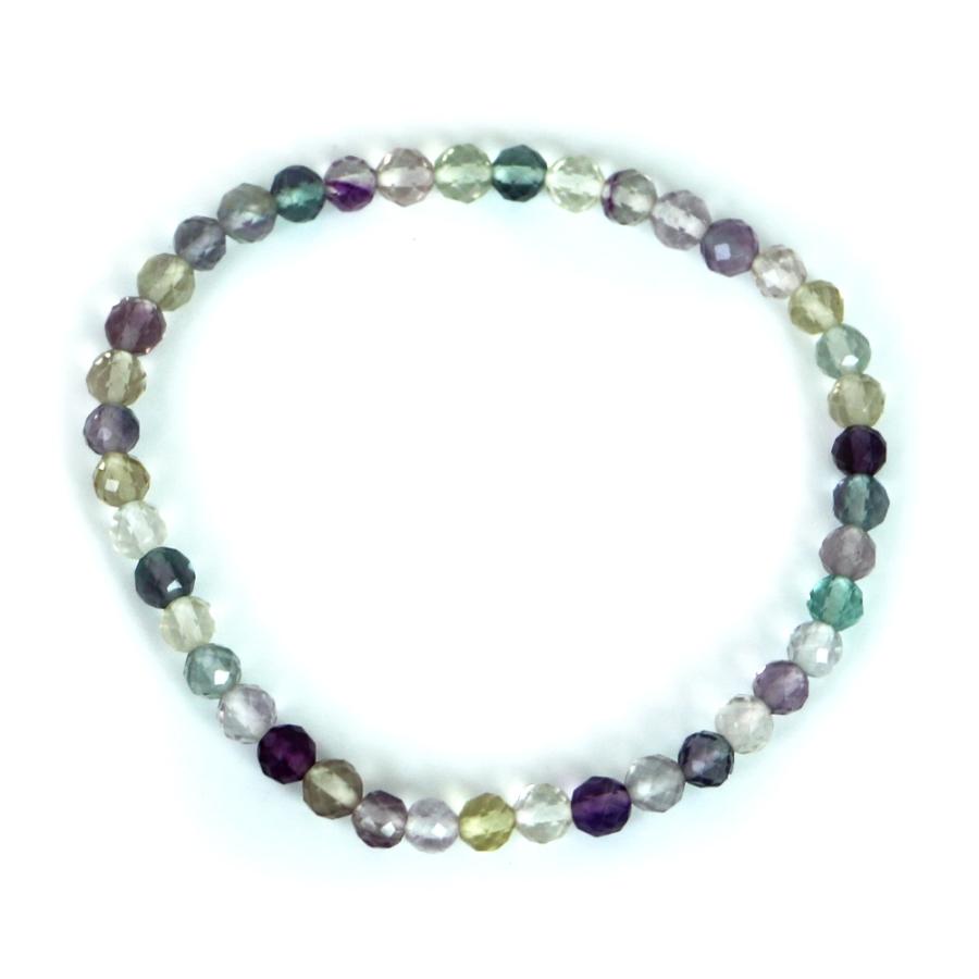 パワーストーン 天然石 ブレスレット フローライト カット 4ｍｍ 数珠 念珠 Bracelet お試し価格 |  | 01