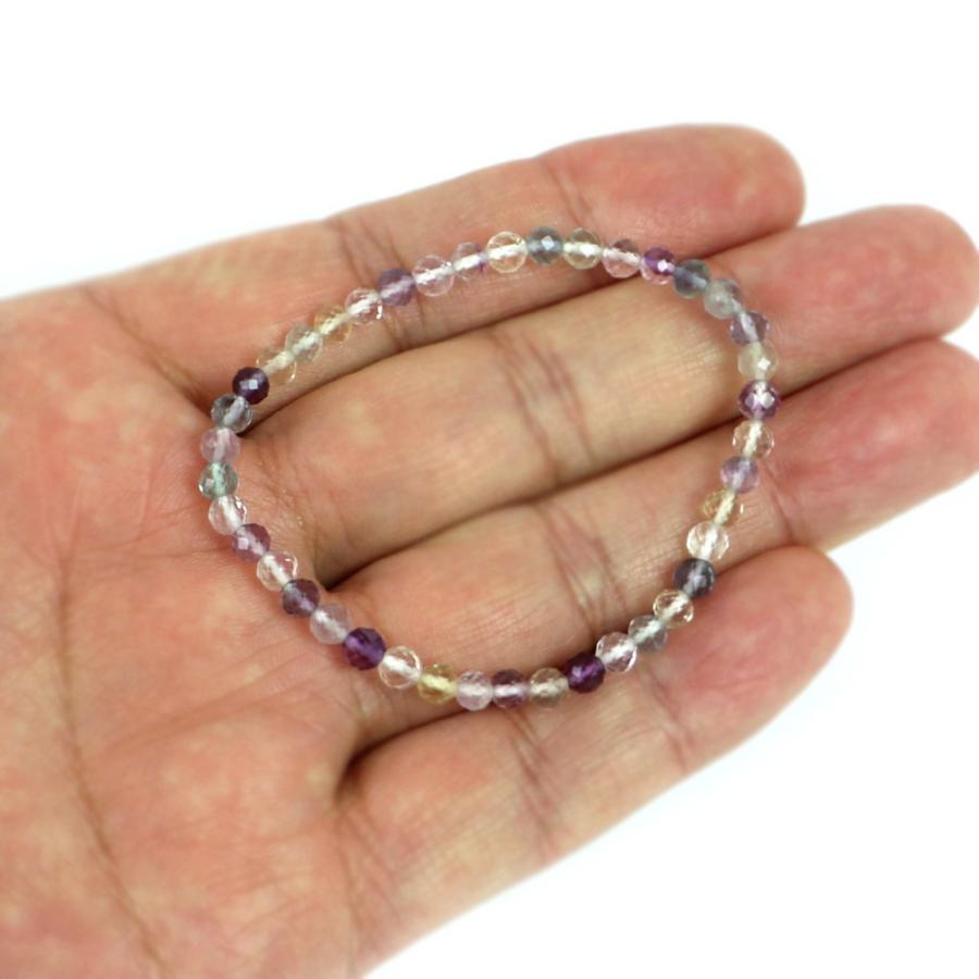 パワーストーン 天然石 ブレスレット フローライト カット 4ｍｍ 数珠 念珠 Bracelet お試し価格 |  | 04
