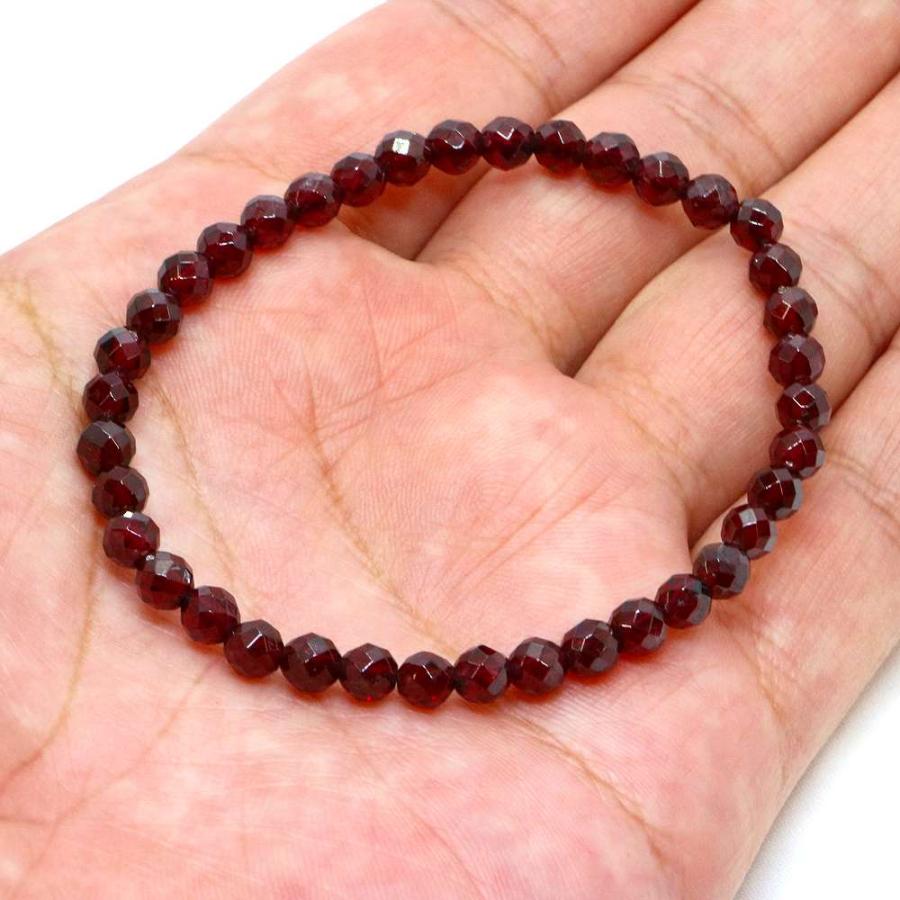 パワーストーン 天然石 ブレスレット ガーネット カット 4mm 数珠 念珠 Bracelet お試し価格 |  | 04