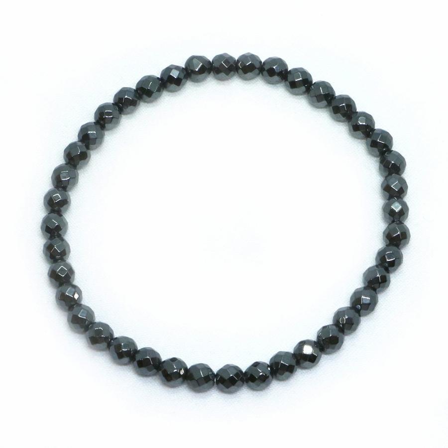 パワーストーン 天然石 ブレスレット ヘマタイト カット 4mm 数珠 念珠 Bracelet お試し価格 |  | 01