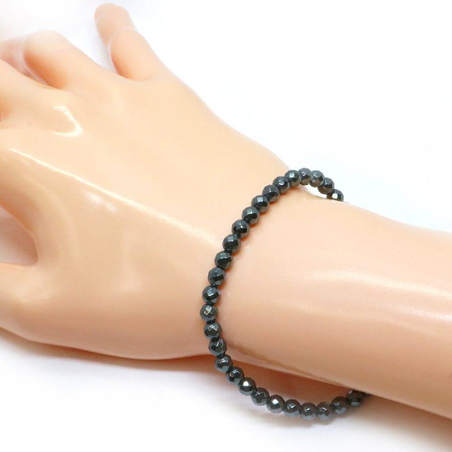 パワーストーン 天然石 ブレスレット ヘマタイト カット 4mm 数珠 念珠 Bracelet お試し価格 |  | 02