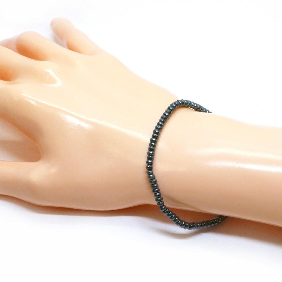 パワーストーン 天然石 ブレスレット ヘマタイト ボタンカット 2×3mm 数珠 念珠 Bracelet お試し価格 |  | 02