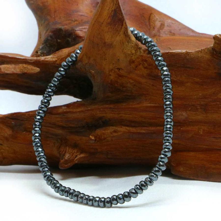 パワーストーン 天然石 ブレスレット ヘマタイト ボタンカット 2×3mm 数珠 念珠 Bracelet お試し価格 |  | 03