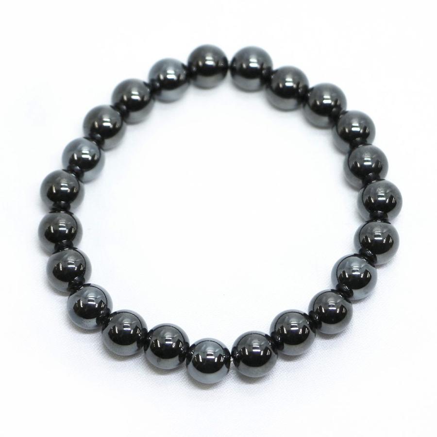 パワーストーン 天然石 ブレスレット ヘマタイト（マグネット） 丸玉 8mm 数珠 念珠 Bracelet お試し価格 |  | 01