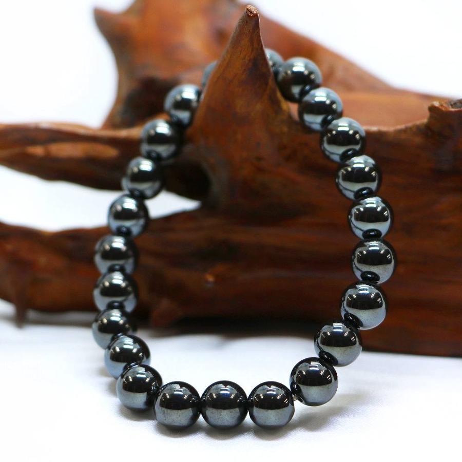 パワーストーン 天然石 ブレスレット ヘマタイト（マグネット） 丸玉 8mm 数珠 念珠 Bracelet お試し価格 |  | 03