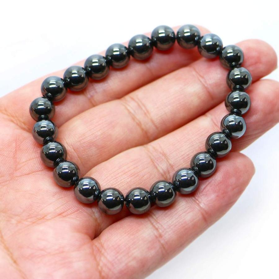 パワーストーン 天然石 ブレスレット ヘマタイト（マグネット） 丸玉 8mm 数珠 念珠 Bracelet お試し価格 |  | 04