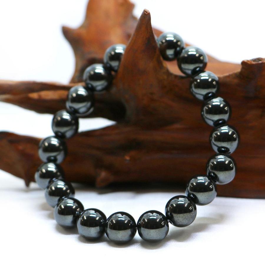 パワーストーン 天然石 ブレスレット ヘマタイト（マグネット） 丸玉 10mm 数珠 念珠 Bracelet お試し価格 |  | 03