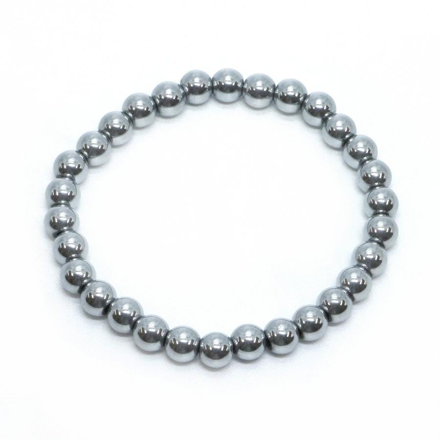 パワーストーン 天然石 ブレスレット ヘマタイト（シルバー） 丸玉 6mm 数珠 念珠 Bracelet お試し価格 |  | 01