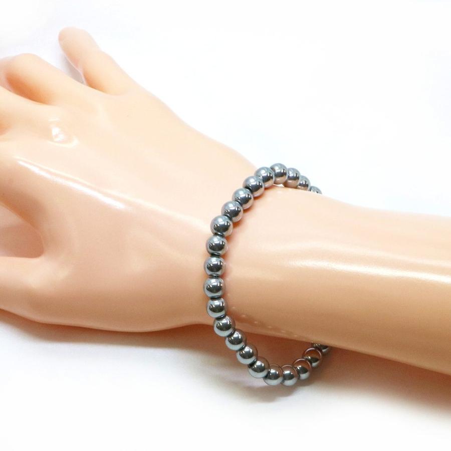 パワーストーン 天然石 ブレスレット ヘマタイト（シルバー） 丸玉 6mm 数珠 念珠 Bracelet お試し価格 |  | 02
