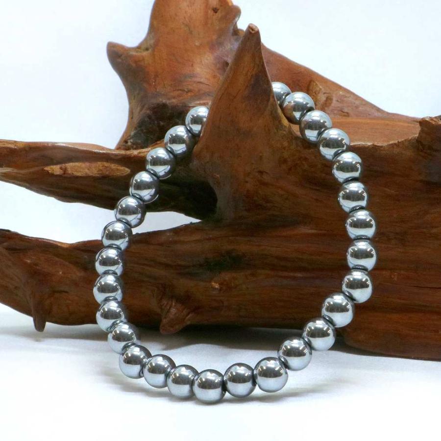 パワーストーン 天然石 ブレスレット ヘマタイト（シルバー） 丸玉 6mm 数珠 念珠 Bracelet お試し価格 |  | 03