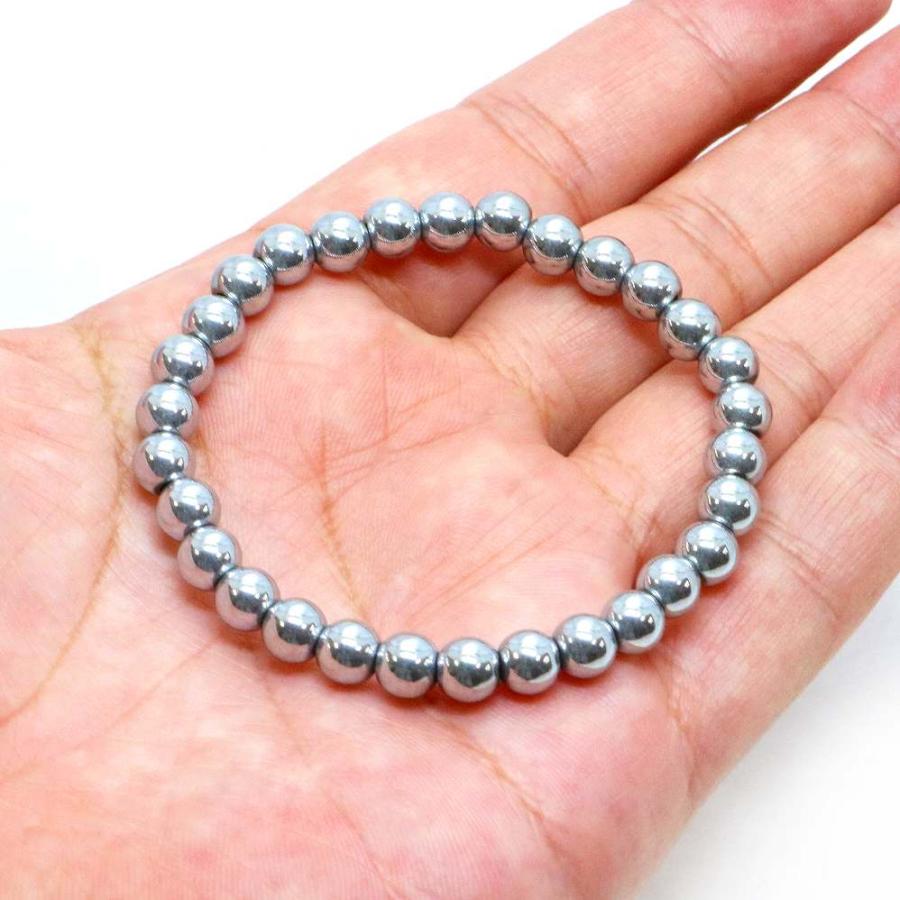 パワーストーン 天然石 ブレスレット ヘマタイト（シルバー） 丸玉 6mm 数珠 念珠 Bracelet お試し価格 |  | 04