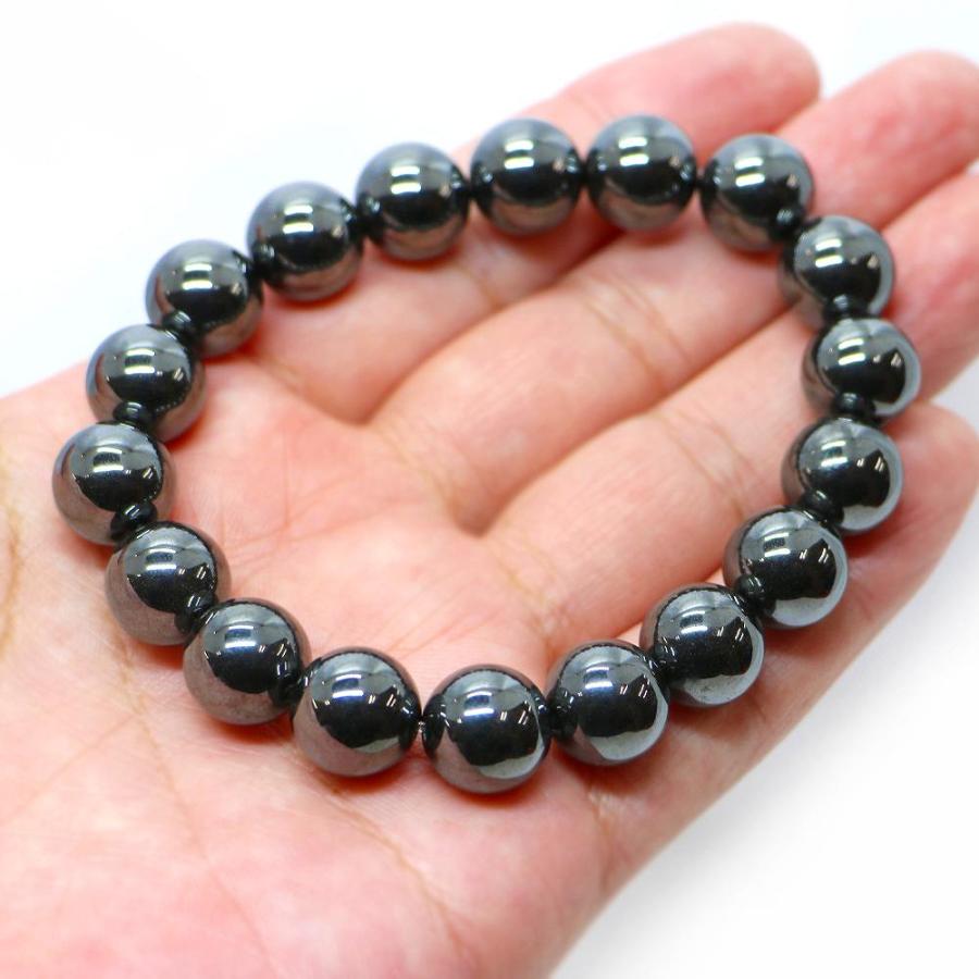 パワーストーン 天然石 ブレスレット ヘマタイト（マグネット） 丸玉 12mm 数珠 念珠 Bracelet お試し価格 |  | 04