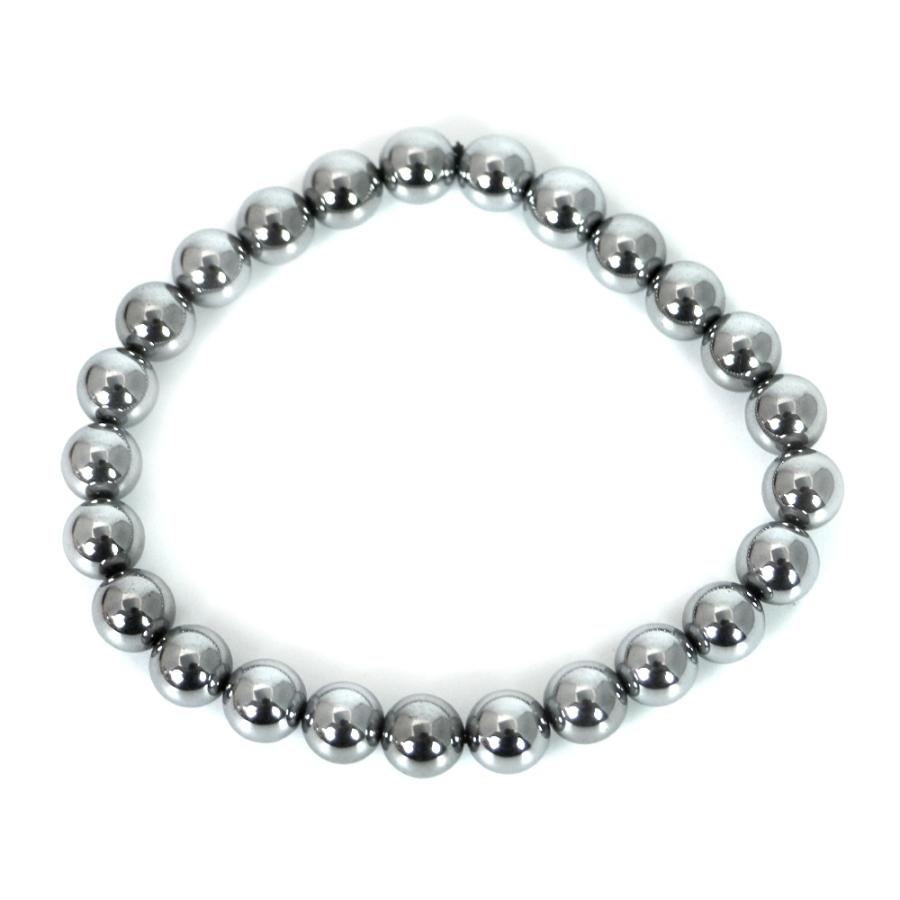 パワーストーン 天然石 ブレスレット ヘマタイト（シルバー） 丸玉 8mm 数珠 念珠 Bracelet お試し価格 |  | 01