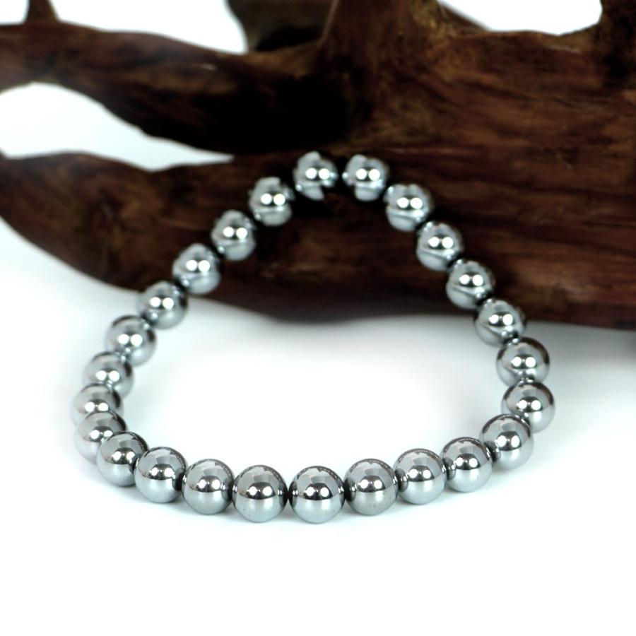 パワーストーン 天然石 ブレスレット ヘマタイト（シルバー） 丸玉 8mm 数珠 念珠 Bracelet お試し価格 |  | 02