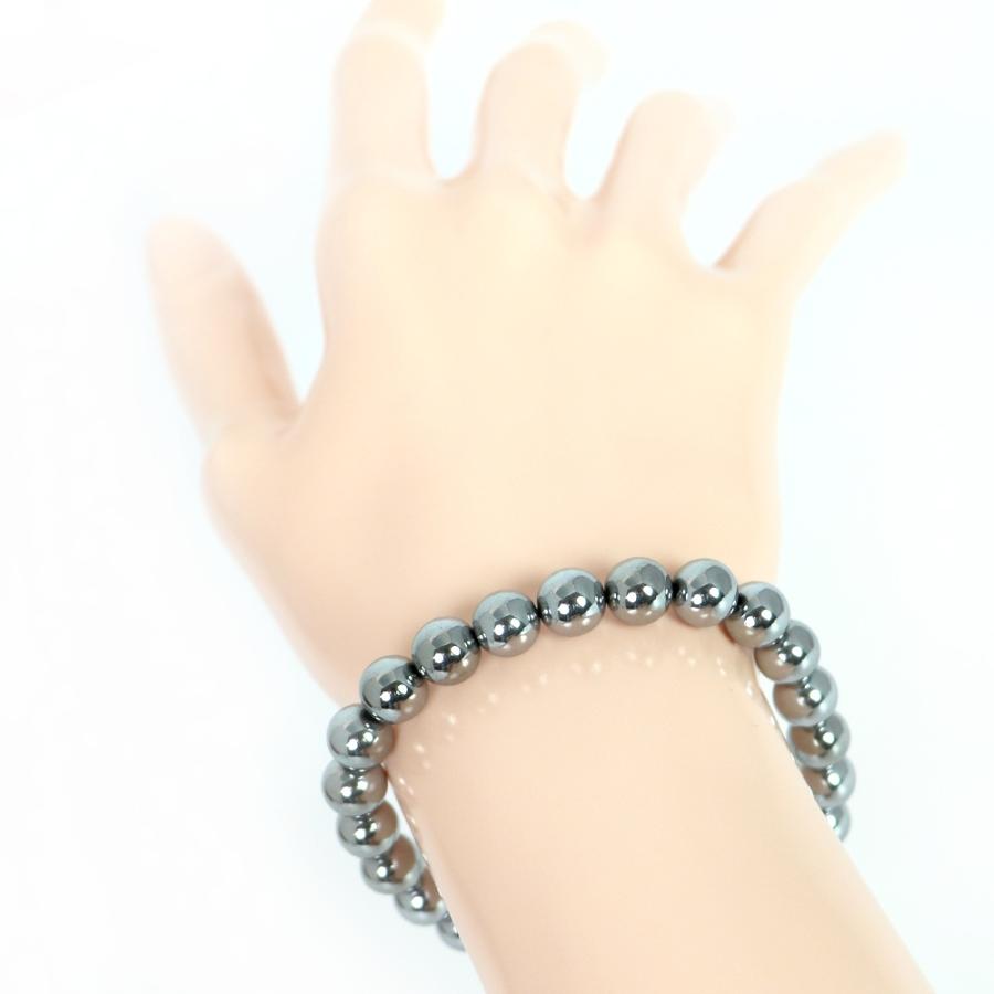 パワーストーン 天然石 ブレスレット ヘマタイト（シルバー） 丸玉 8mm 数珠 念珠 Bracelet お試し価格 |  | 03