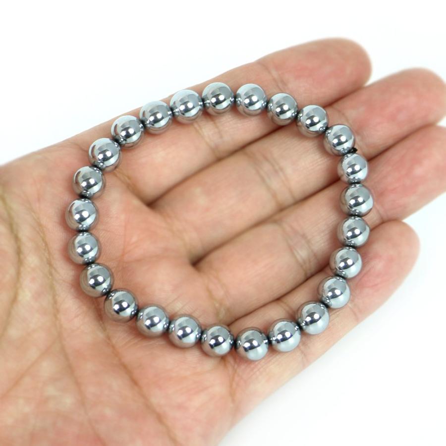 パワーストーン 天然石 ブレスレット ヘマタイト（シルバー） 丸玉 8mm 数珠 念珠 Bracelet お試し価格 |  | 04