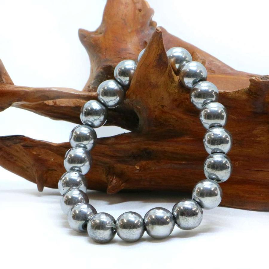 パワーストーン 天然石 ブレスレット ヘマタイト（シルバー） 丸玉 10mm 数珠 念珠 Bracelet お試し価格 |  | 03