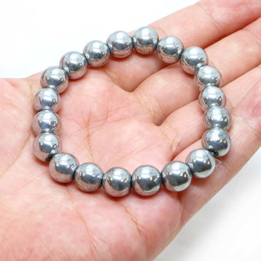 パワーストーン 天然石 ブレスレット ヘマタイト（シルバー） 丸玉 10mm 数珠 念珠 Bracelet お試し価格 |  | 04