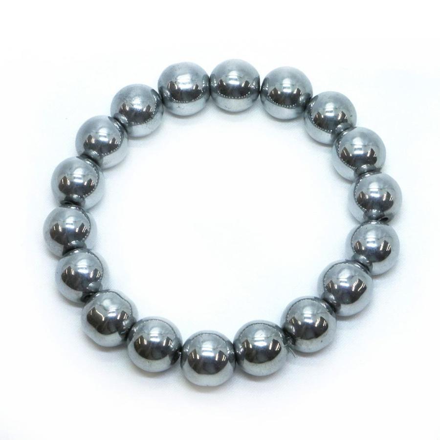 パワーストーン 天然石 ブレスレット ヘマタイト（シルバー） 丸玉 12mm 数珠 念珠 Bracelet お試し価格 |  | 01