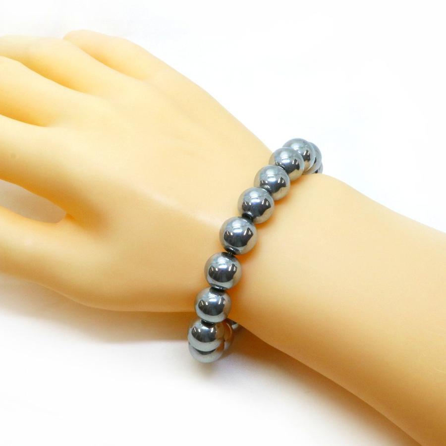 パワーストーン 天然石 ブレスレット ヘマタイト（シルバー） 丸玉 12mm 数珠 念珠 Bracelet お試し価格 |  | 02