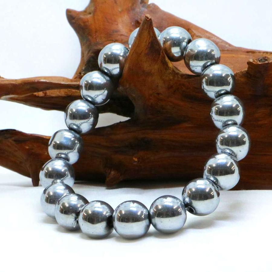 パワーストーン 天然石 ブレスレット ヘマタイト（シルバー） 丸玉 12mm 数珠 念珠 Bracelet お試し価格 |  | 03