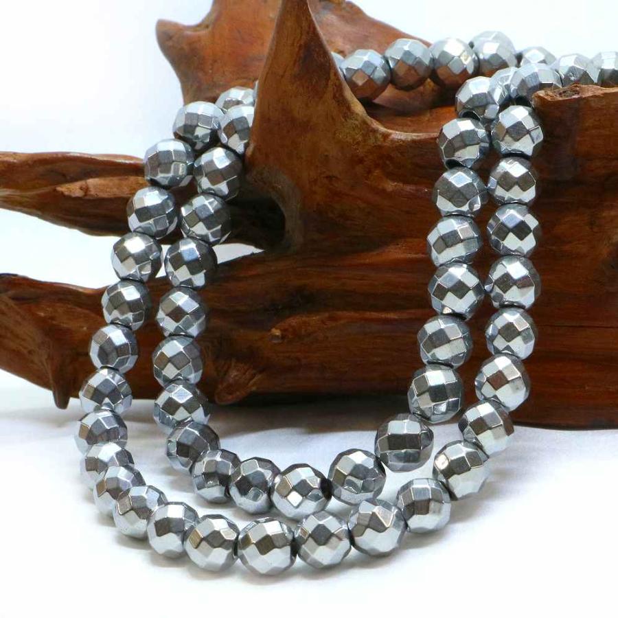 パワーストーン 天然石 ブレスレット ヘマタイト（シルバー） カット 8mm 数珠 念珠 Bracelet お試し価格 |  | 11