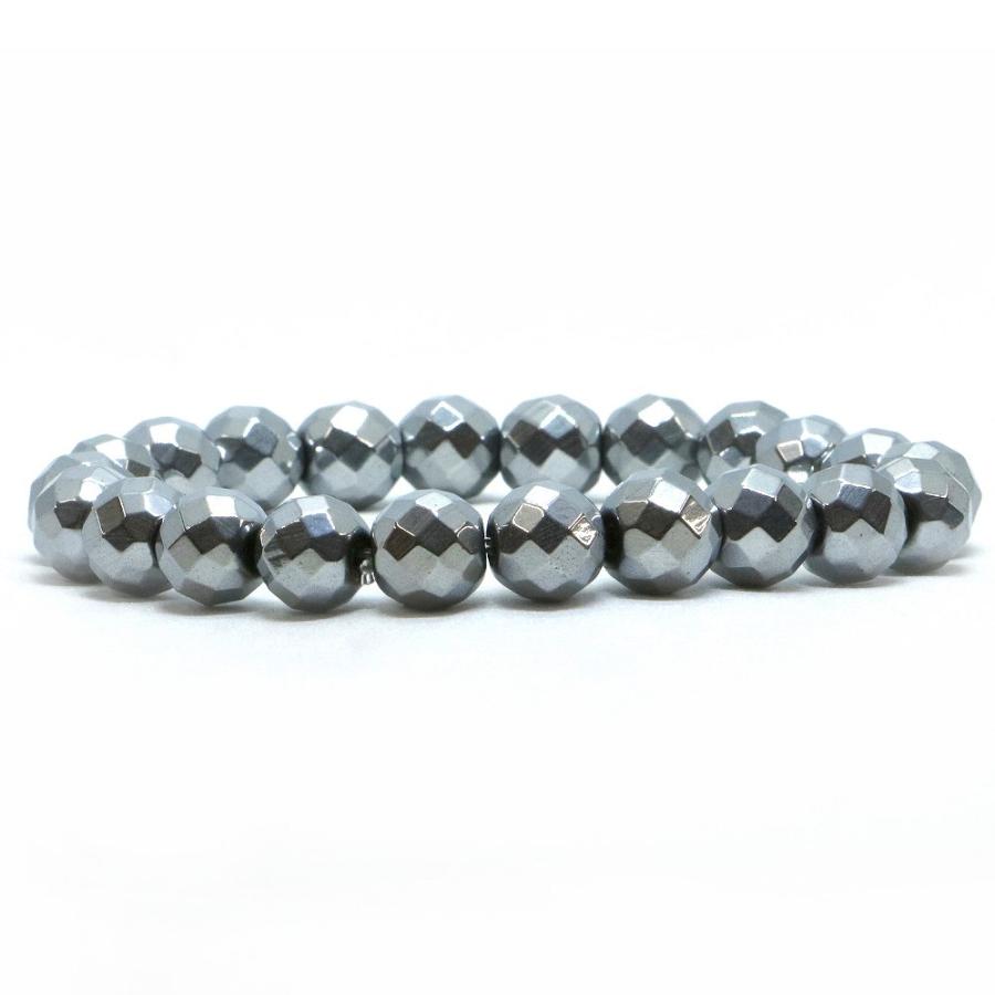 パワーストーン 天然石 ブレスレット ヘマタイト（シルバー） カット 10mm 数珠 念珠 Bracelet お試し価格 | 