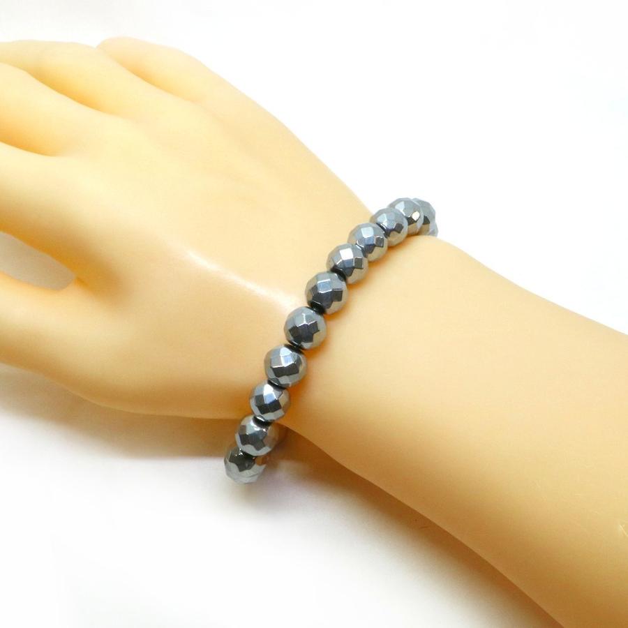 パワーストーン 天然石 ブレスレット ヘマタイト（シルバー） カット 10mm 数珠 念珠 Bracelet お試し価格 |  | 02