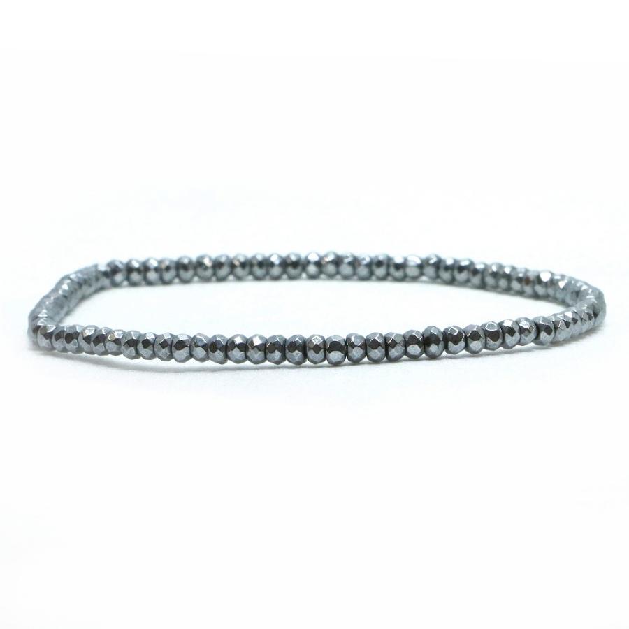 パワーストーン 天然石 ブレスレット ヘマタイト（シルバー） ボタンカット 2×3mm 数珠 念珠 Bracelet お試し価格 | 