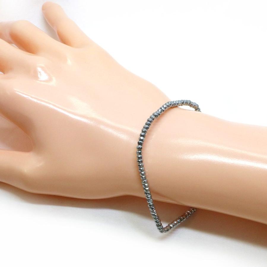 パワーストーン 天然石 ブレスレット ヘマタイト（シルバー） ボタンカット 2×3mm 数珠 念珠 Bracelet お試し価格 |  | 02