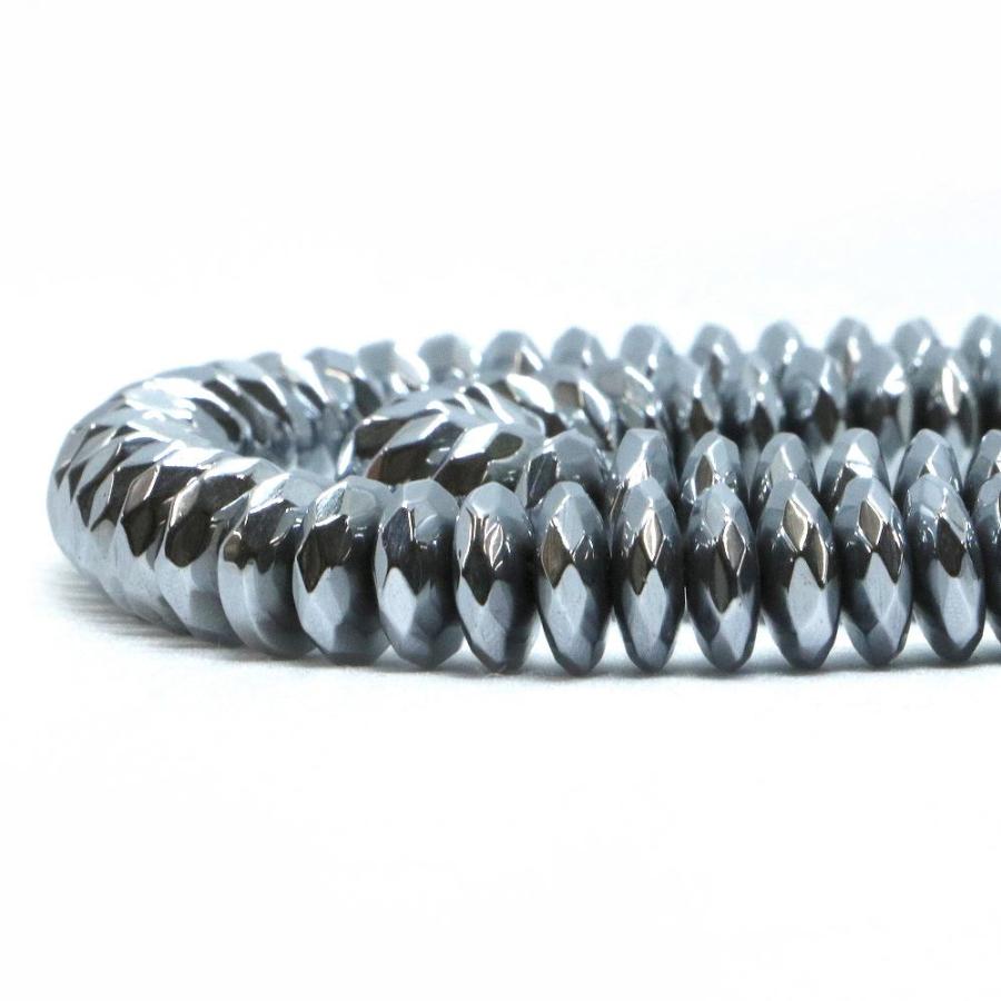 パワーストーン 天然石 ブレスレット ヘマタイト（シルバー） ボタンカット 3×8mm 数珠 念珠 Bracelet お試し価格 |  | 10