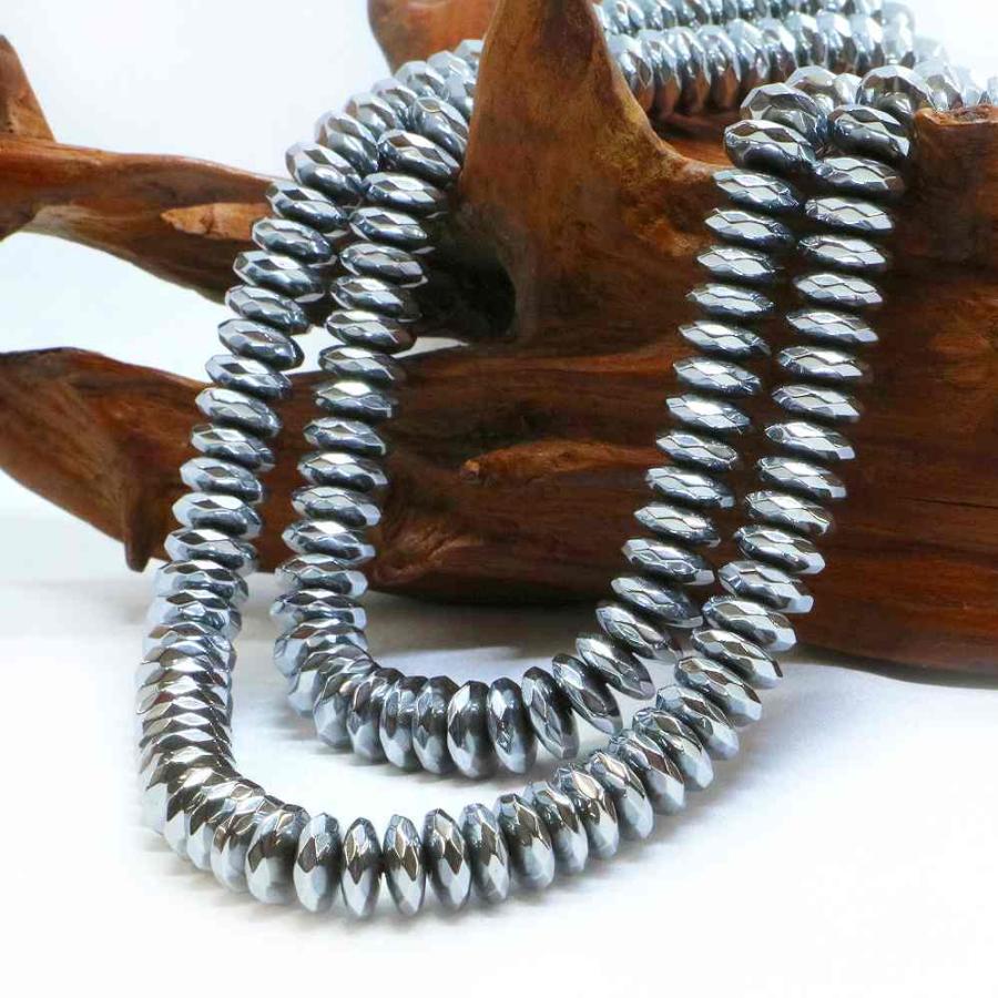 パワーストーン 天然石 ブレスレット ヘマタイト（シルバー） ボタンカット 3×8mm 数珠 念珠 Bracelet お試し価格 |  | 11