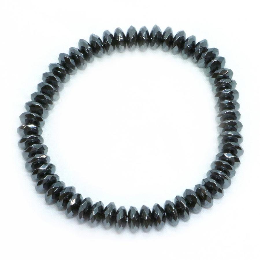 パワーストーン 天然石 ブレスレット ヘマタイト ボタンカット 3×8mm 数珠 念珠 Bracelet お試し価格 |  | 01