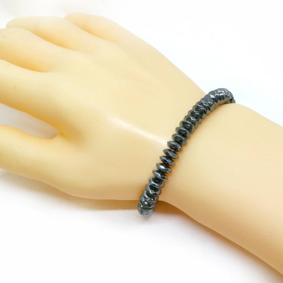 パワーストーン 天然石 ブレスレット ヘマタイト ボタンカット 3×8mm 数珠 念珠 Bracelet お試し価格 |  | 02
