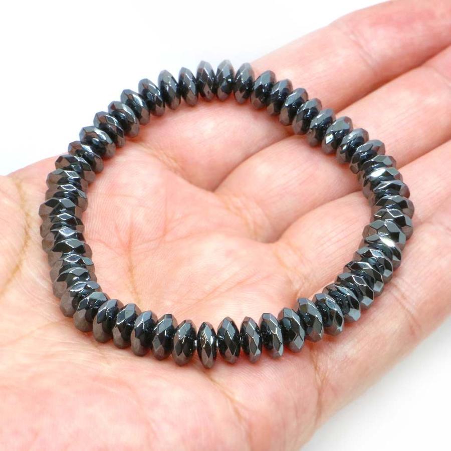 パワーストーン 天然石 ブレスレット ヘマタイト ボタンカット 3×8mm 数珠 念珠 Bracelet お試し価格 |  | 04