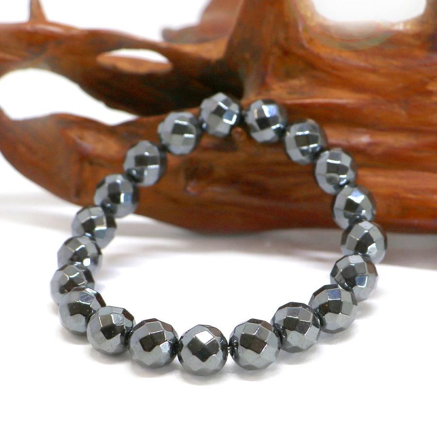 パワーストーン 天然石 ブレスレット ヘマタイト カット 10mm 数珠 念珠 Bracelet お試し価格 |  | 02