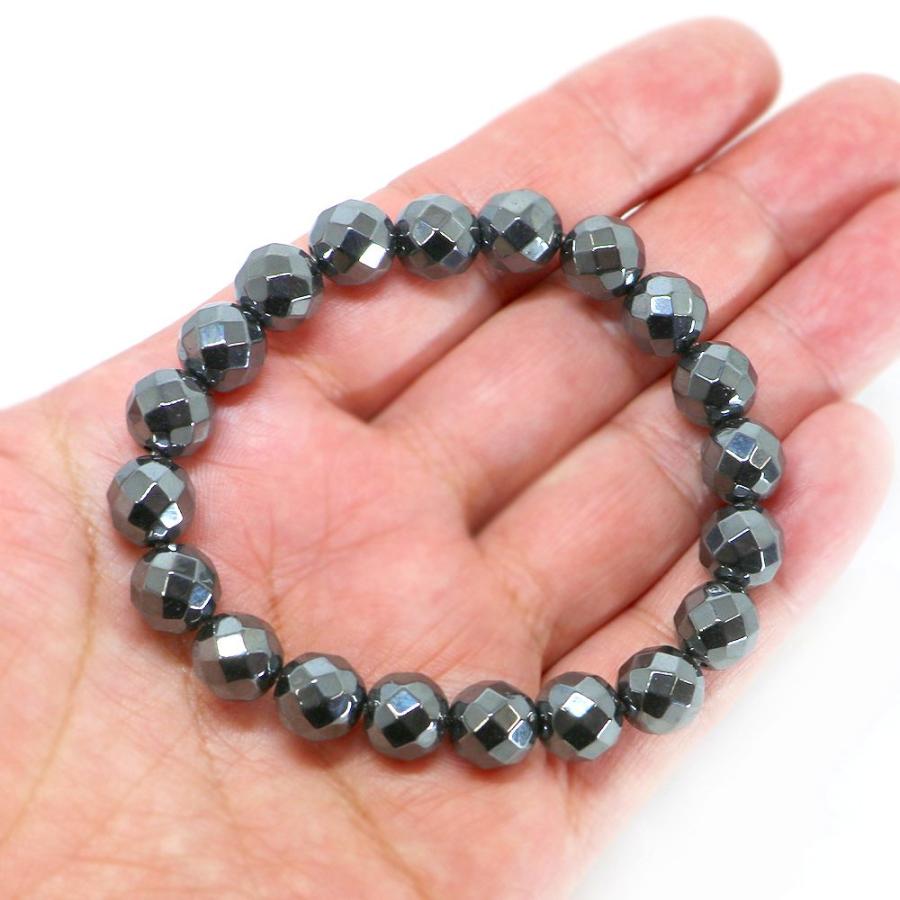 パワーストーン 天然石 ブレスレット ヘマタイト カット 10mm 数珠 念珠 Bracelet お試し価格 |  | 04