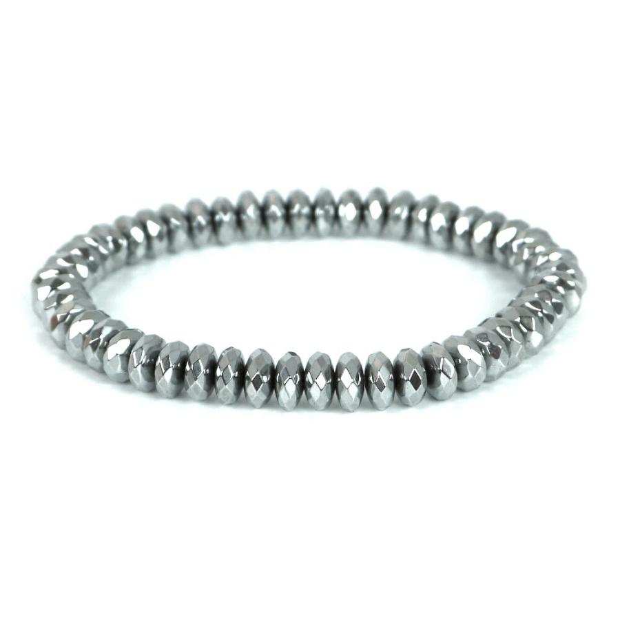 パワーストーン 天然石 ブレスレット ヘマタイト シルバーカラー ボタンカット 4×7ｍｍ 数珠 念珠 Bracelet お試し価格 | 