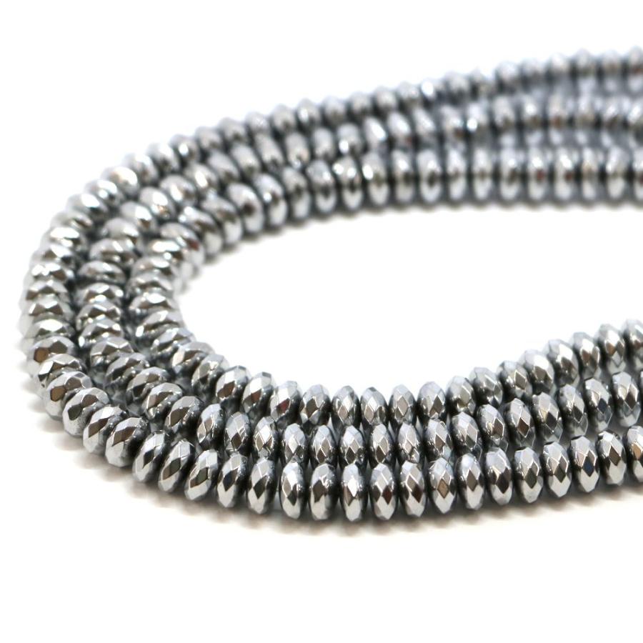 パワーストーン 天然石 ブレスレット ヘマタイト シルバーカラー ボタンカット 4×7ｍｍ 数珠 念珠 Bracelet お試し価格 |  | 10