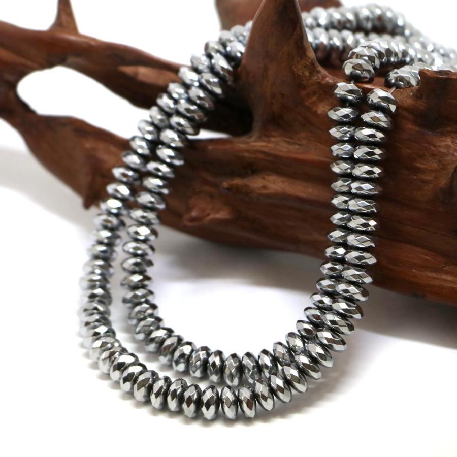 パワーストーン 天然石 ブレスレット ヘマタイト シルバーカラー ボタンカット 4×7ｍｍ 数珠 念珠 Bracelet お試し価格 |  | 11