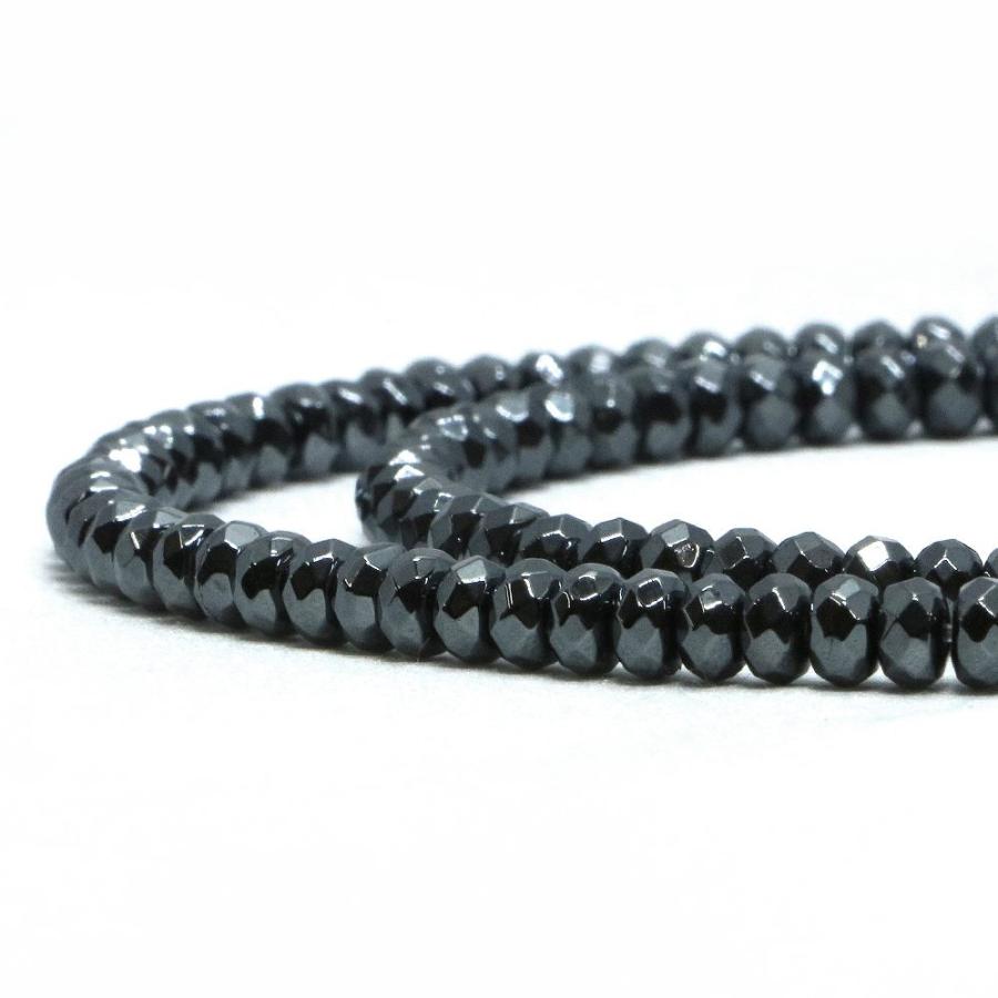 パワーストーン 天然石 ブレスレット ヘマタイト ボタンカット 3×4mm 数珠 念珠 Bracelet お試し価格 |  | 10