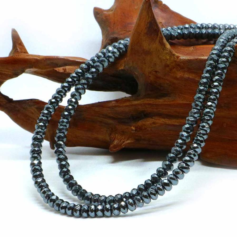 パワーストーン 天然石 ブレスレット ヘマタイト ボタンカット 3×4mm 数珠 念珠 Bracelet お試し価格 |  | 11