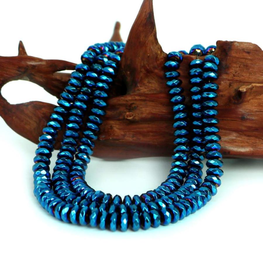 パワーストーン 天然石 ブレスレット ヘマタイト ブルーメタリック ボタンカット 3×8ｍｍ 数珠 念珠 Bracelet お試し価格 |  | 11