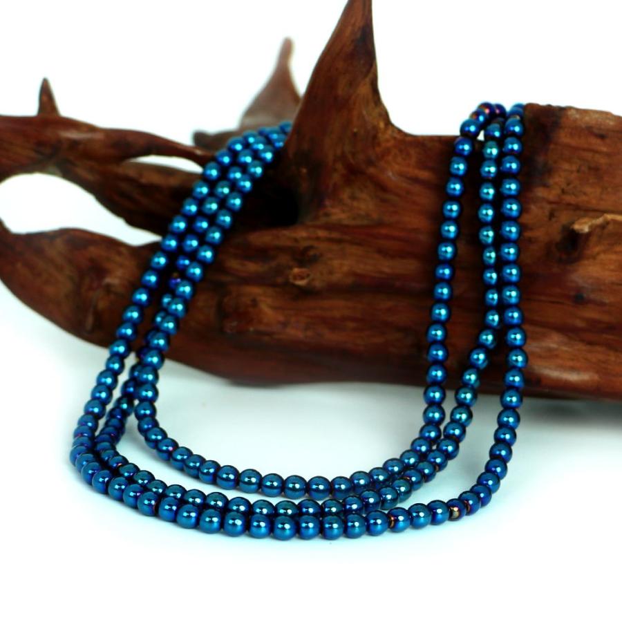 パワーストーン 天然石 ブレスレット ヘマタイト ブルーメタリック 丸玉 4ｍｍ 数珠 念珠 Bracelet お試し価格 |  | 11