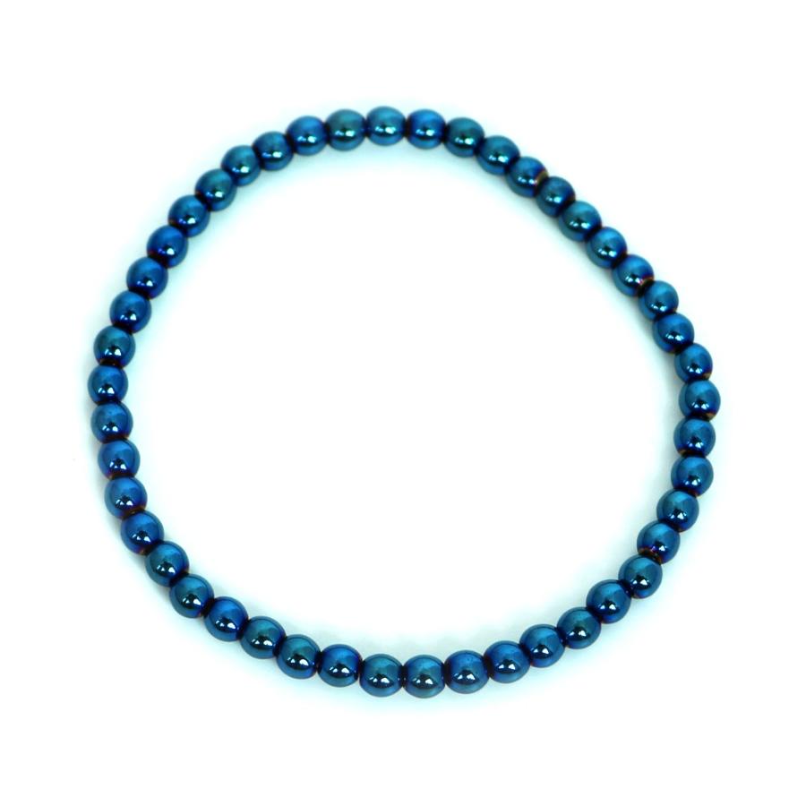 パワーストーン 天然石 ブレスレット ヘマタイト ブルーメタリック 丸玉 4ｍｍ 数珠 念珠 Bracelet お試し価格 |  | 01
