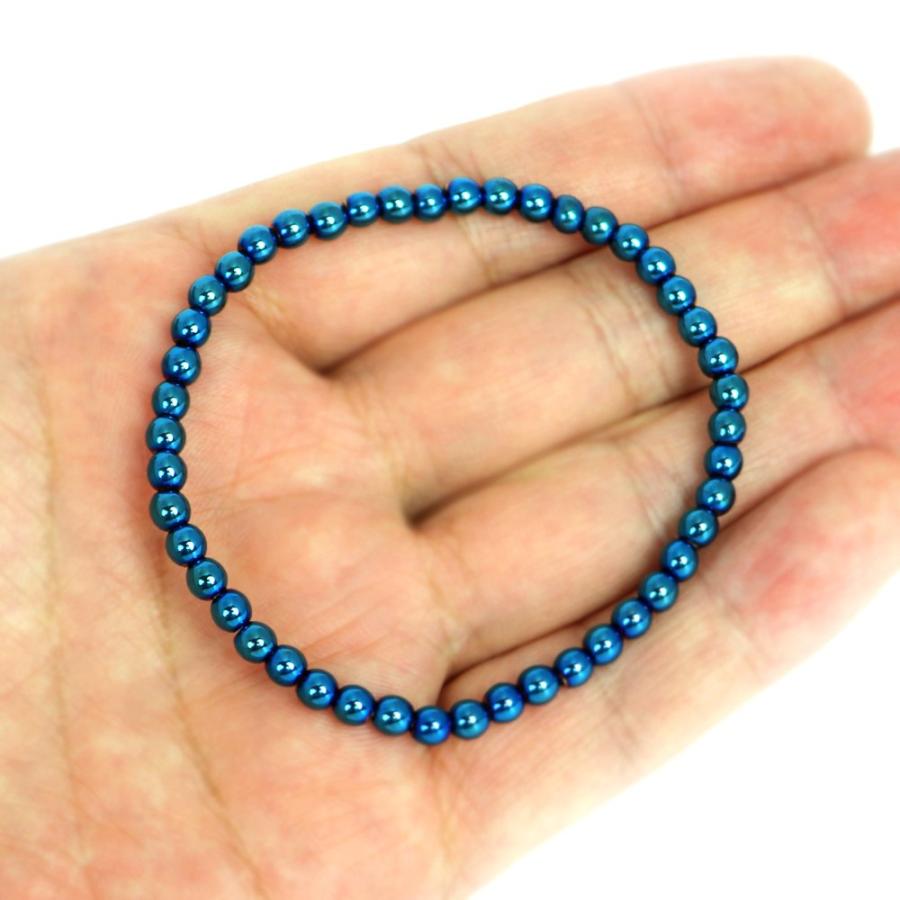 パワーストーン 天然石 ブレスレット ヘマタイト ブルーメタリック 丸玉 4ｍｍ 数珠 念珠 Bracelet お試し価格 |  | 04