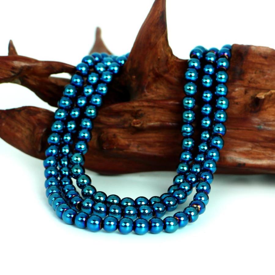 パワーストーン 天然石 ブレスレット ヘマタイト ブルーメタリック 丸玉 6ｍｍ 数珠 念珠 Bracelet お試し価格 |  | 11