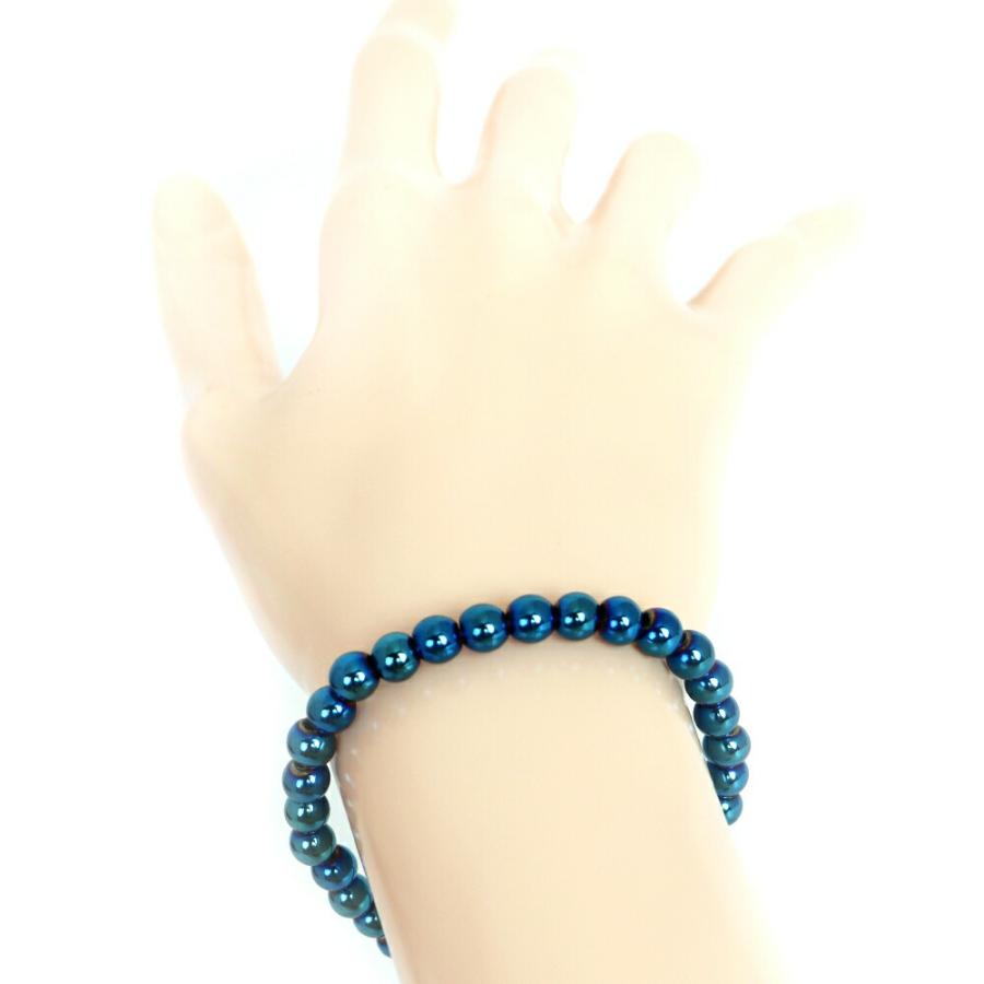 パワーストーン 天然石 ブレスレット ヘマタイト ブルーメタリック 丸玉 6ｍｍ 数珠 念珠 Bracelet お試し価格 |  | 02