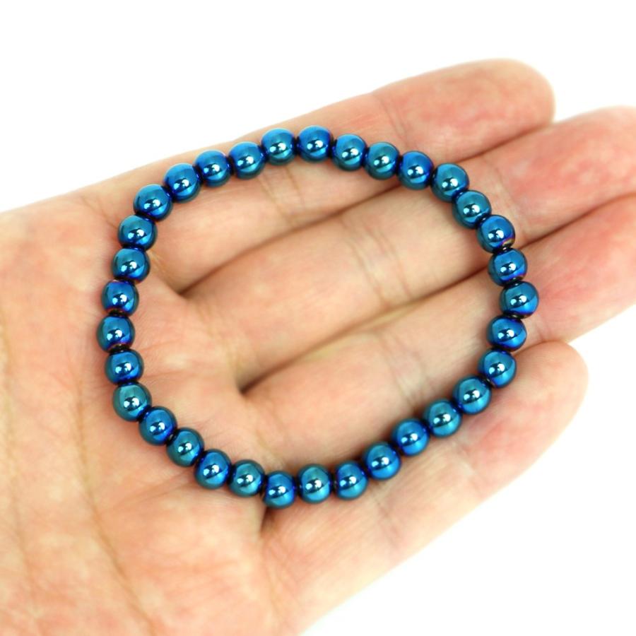 パワーストーン 天然石 ブレスレット ヘマタイト ブルーメタリック 丸玉 6ｍｍ 数珠 念珠 Bracelet お試し価格 |  | 04
