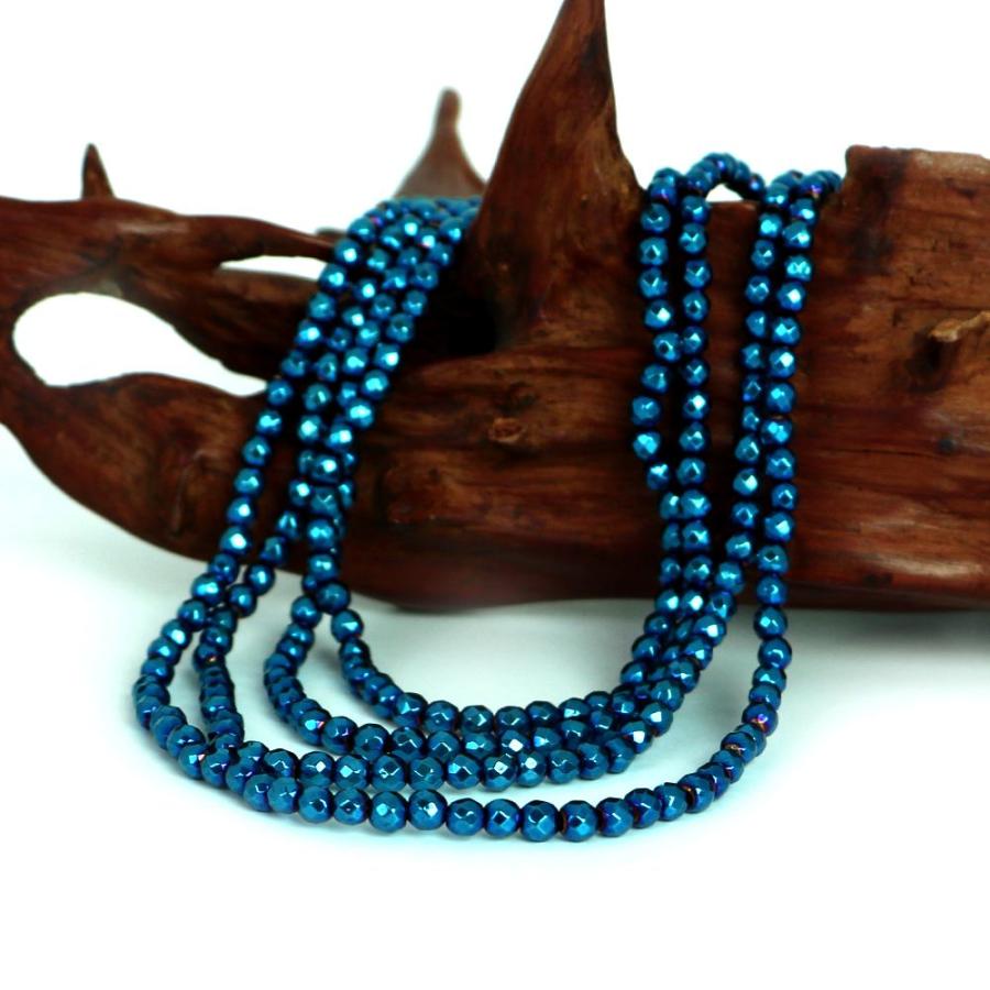 パワーストーン 天然石 ブレスレット ヘマタイト ブルーメタリック カット 4ｍｍ 数珠 念珠 Bracelet お試し価格 |  | 11